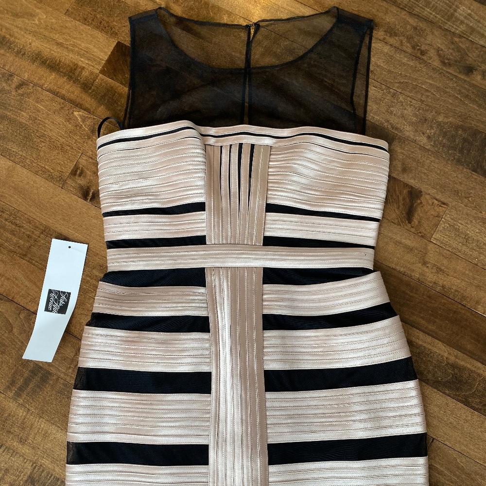NWT BCBG Black/Champagne Bandage Dress